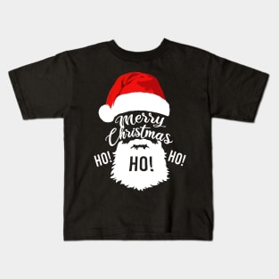 Merry Christmas Ho Ho Ho Santa Claus Beard Kids T-Shirt